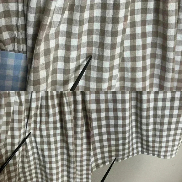 DEFECT-Molby the Label Mini Dress Womens 4 Gingham Brown and Light Blue - Picture 12 of 16